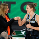 WNBA Commissioner Cathy Engelbert, with Chicago Sky star Allie Quigley.